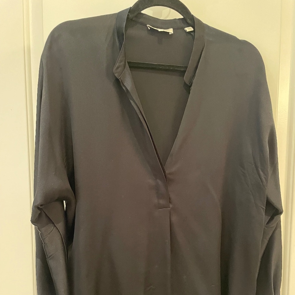 Vince, long sleeve silk tunic blouse, size M